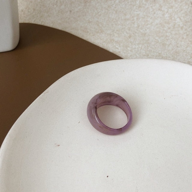 Chic Geometric Transparent Resin Rings For Women