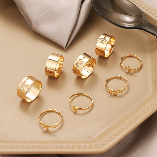 Juego de 2 anillos de pareja con apertura ajustable