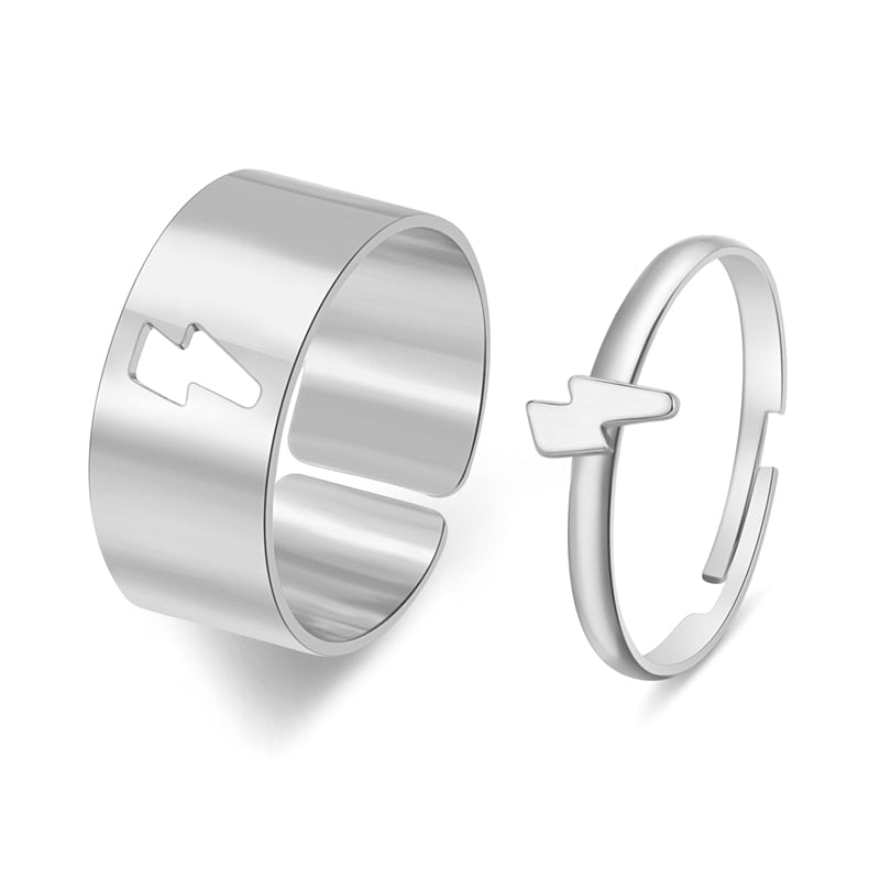 2PCS Adjustable Opening Couple Rings Set