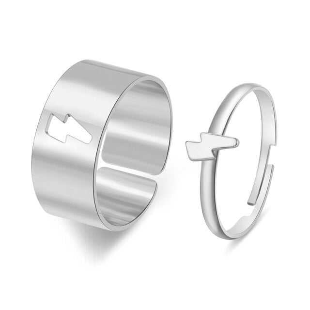 2PCS Adjustable Opening Couple Rings Set
