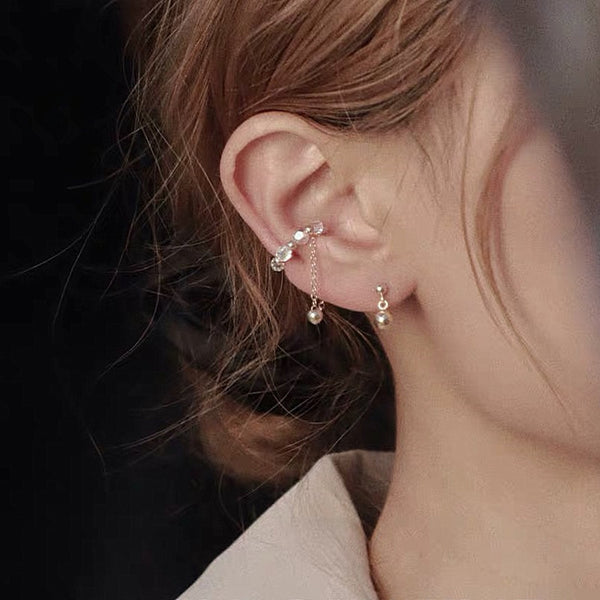 Elegantes pendientes de clip con cuentas de cristal, estilo francés, sin perforar, para regalo.