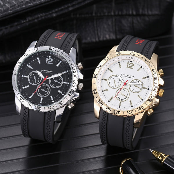 Reloj de pulsera de cuarzo con correa de silicona para hombre con esfera grande