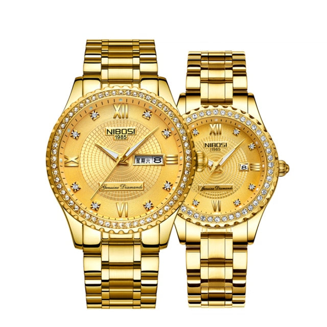 Black Couple Luxury Men's Watches Auto Date Quartz Wristwatch