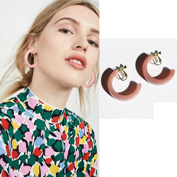 Pendientes de clip con diseño clásico multicolor sin orejas