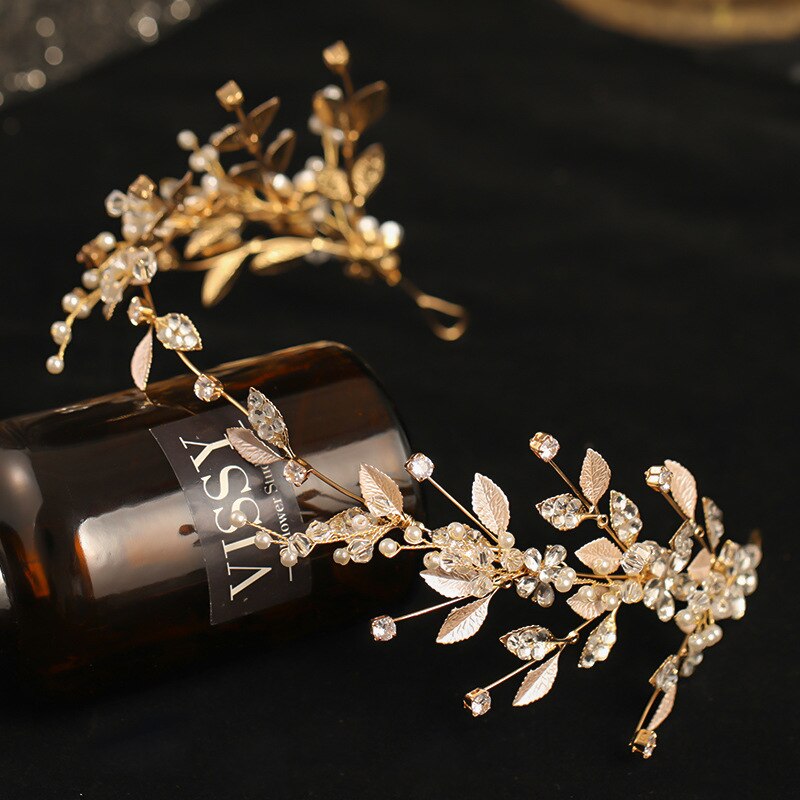 Fashion Headbands  Flower Leaf Crystal Pearls Hairbands Earrings Jewelry Sets