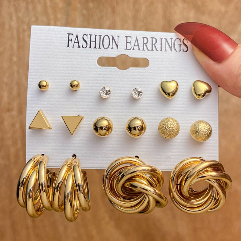 Trendy Gold Stud Earrings For Women