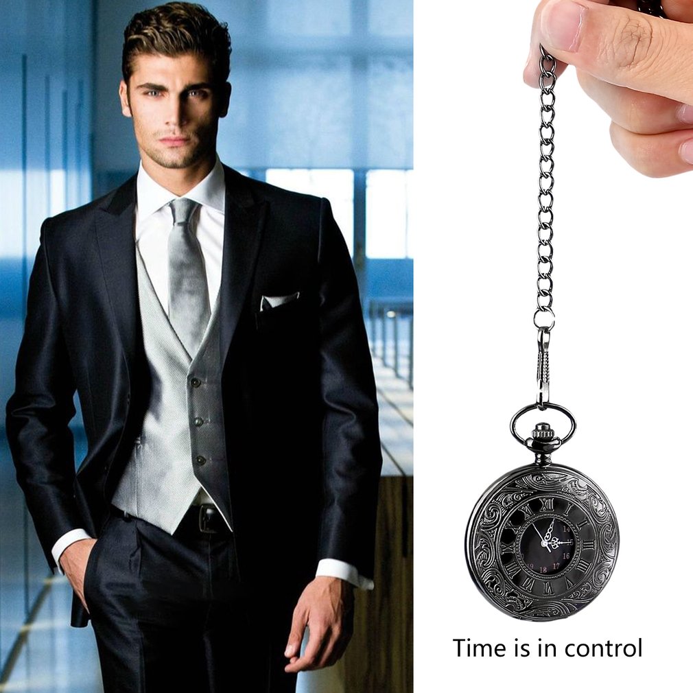Fashion Vintage  Roman Number Me Quartz Steampunk Pocket Watch