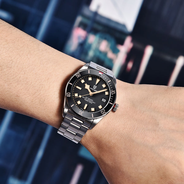 Reloj de pulsera automático de lujo mecánico retro resistente al agua hasta 100 m