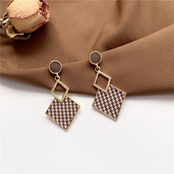 Pendientes de clip con rombos geométricos de moda sin perforaciones para mujer