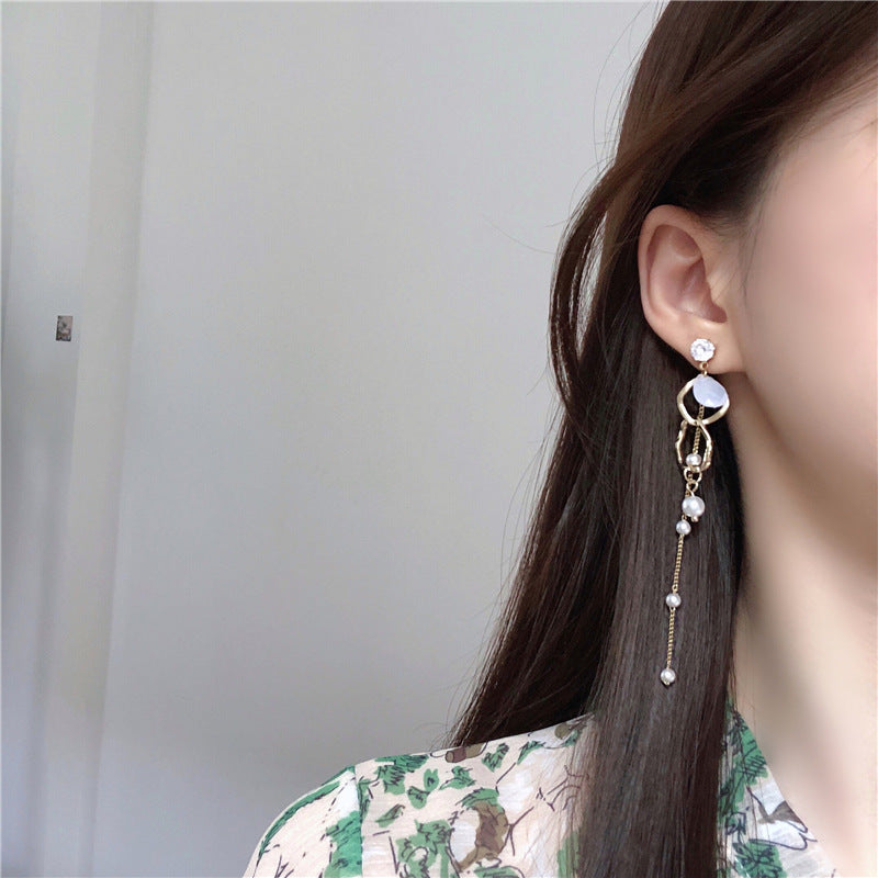 Korean Style Asymmetric Crystal Water Drop Clip on Earrings