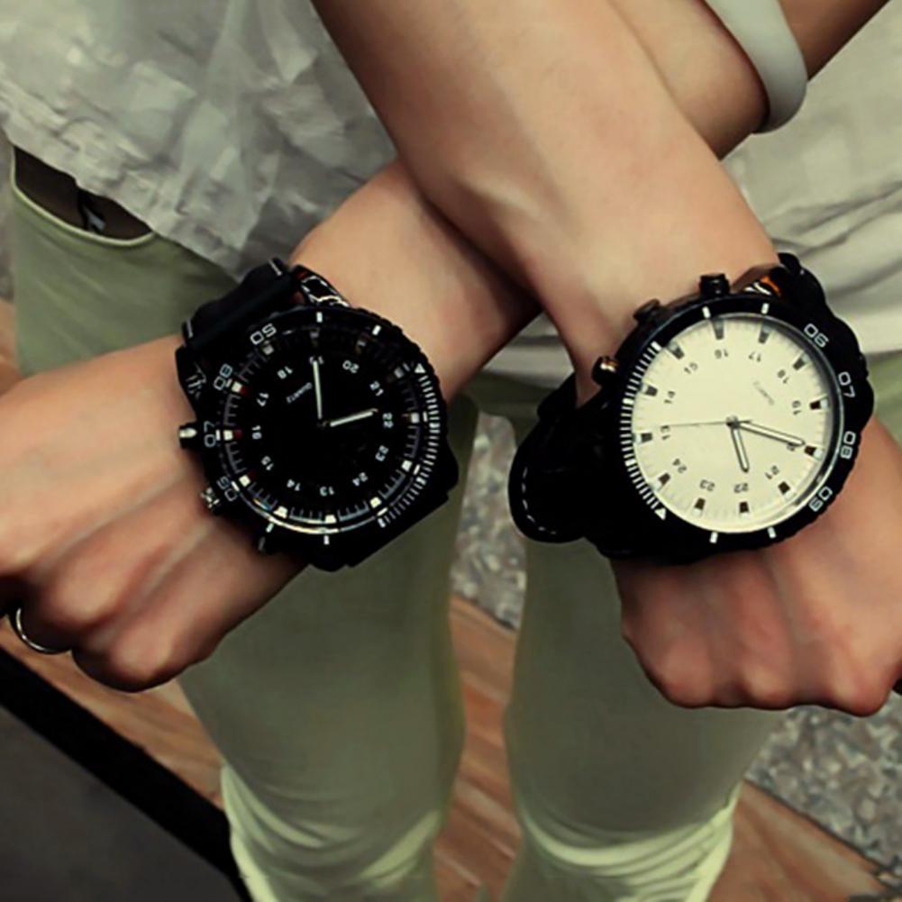 Faux Leather Band Quartz Wrist Watch Couple Dating Gift