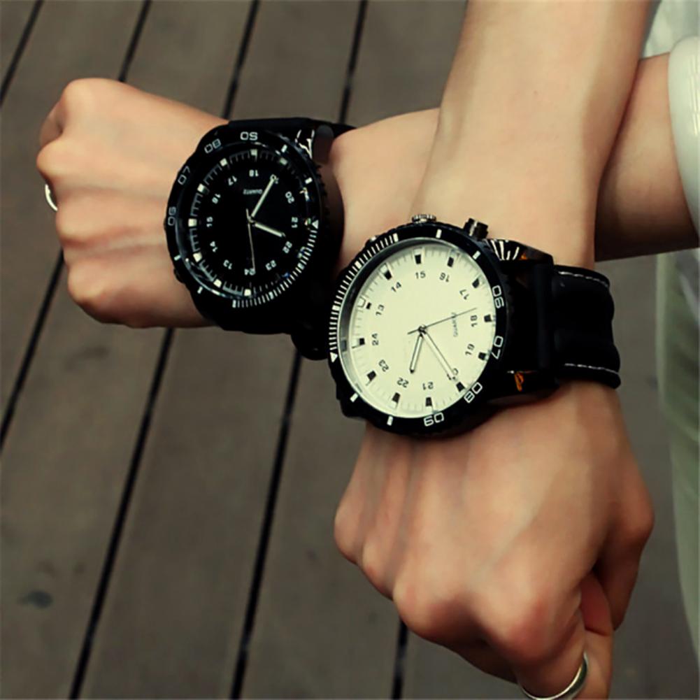 Faux Leather Band Quartz Wrist Watch Couple Dating Gift