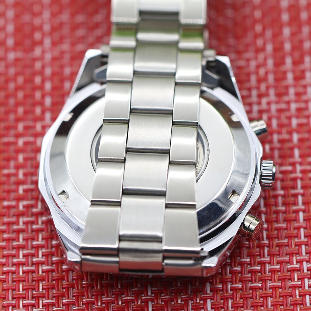 Hollow Skeleton Dial Automatic Mechanical Stainless Steel Band Wrist Watch
