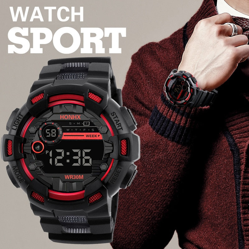 Men's Sports Digital Chronograph Waterproof Stainless Business Wristwatch