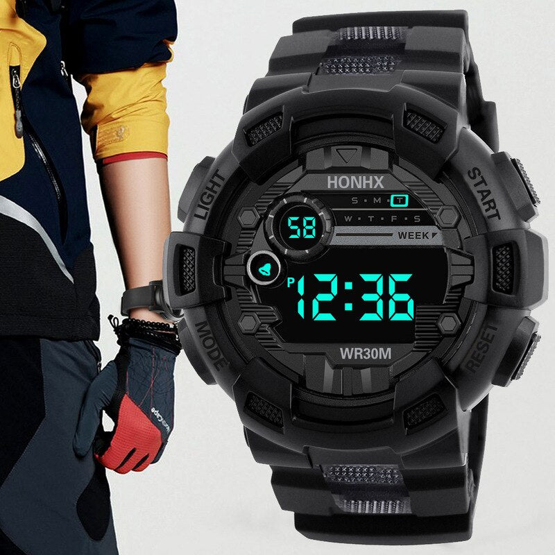 Men's Sports Digital Chronograph Waterproof Stainless Business Wristwatch