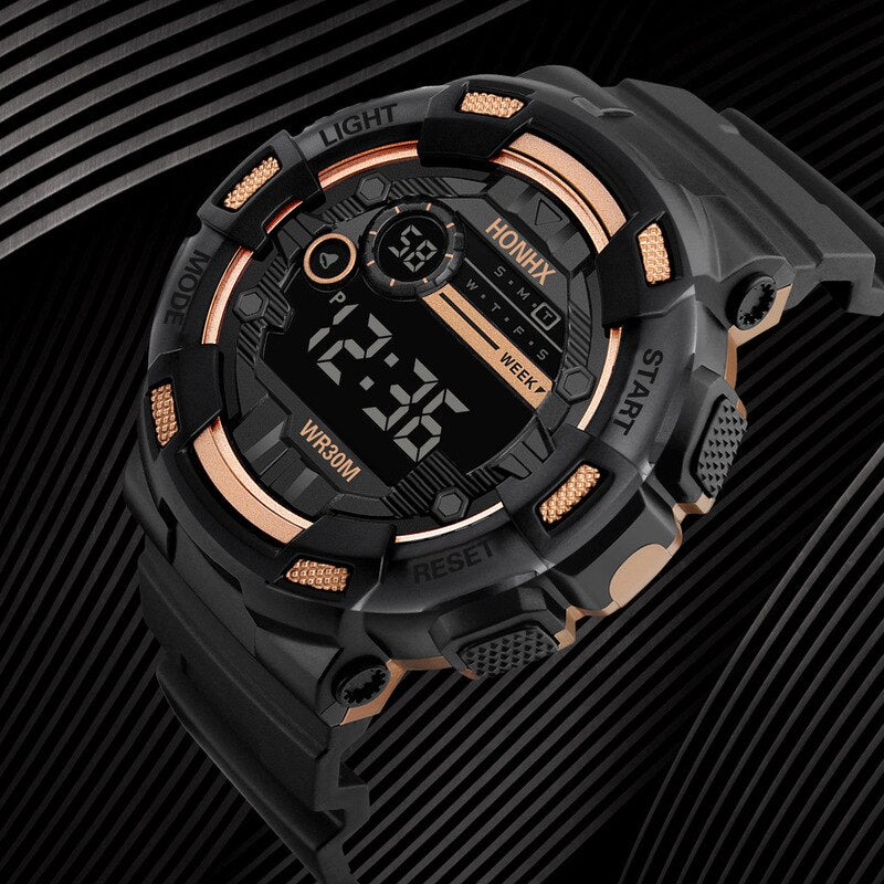 Men's Sports Digital Chronograph Waterproof Stainless Business Wristwatch