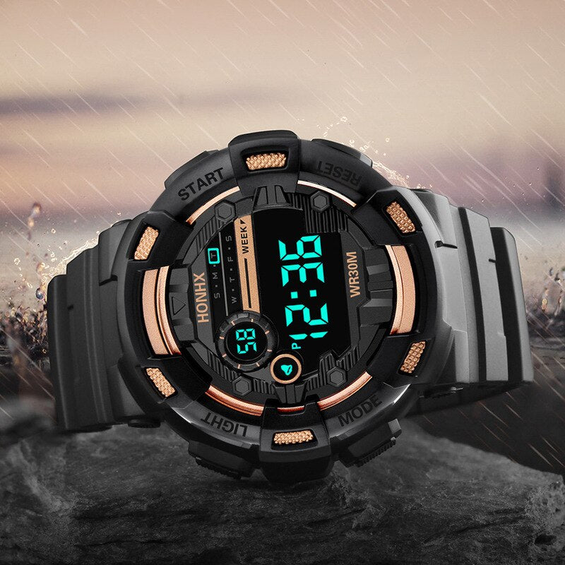 Men's Sports Digital Chronograph Waterproof Stainless Business Wristwatch