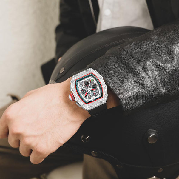Hip Hop Diamond Watch Men Sport Chronograph Men Watches