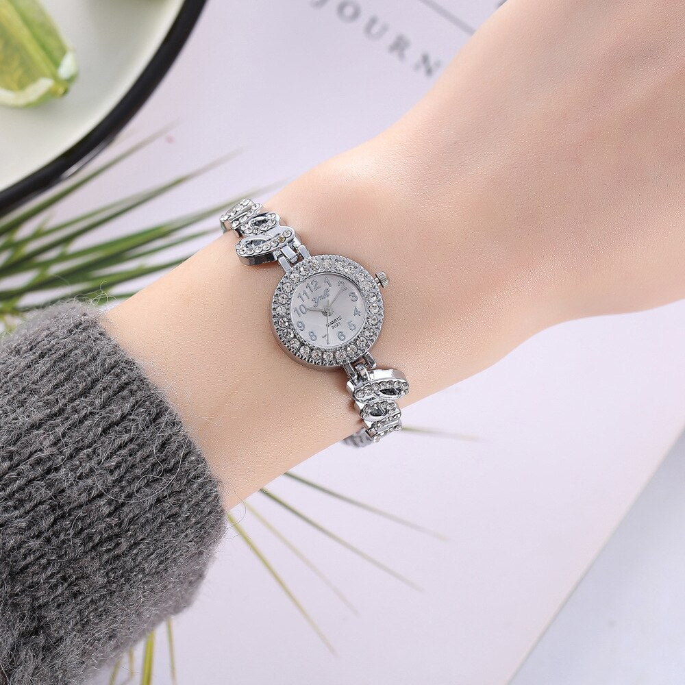 Casual LOVE Rhinestones British Women Quartz Wristwatch Gift