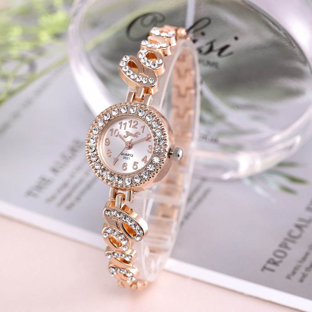 Casual LOVE Rhinestones British Women Quartz Wristwatch Gift