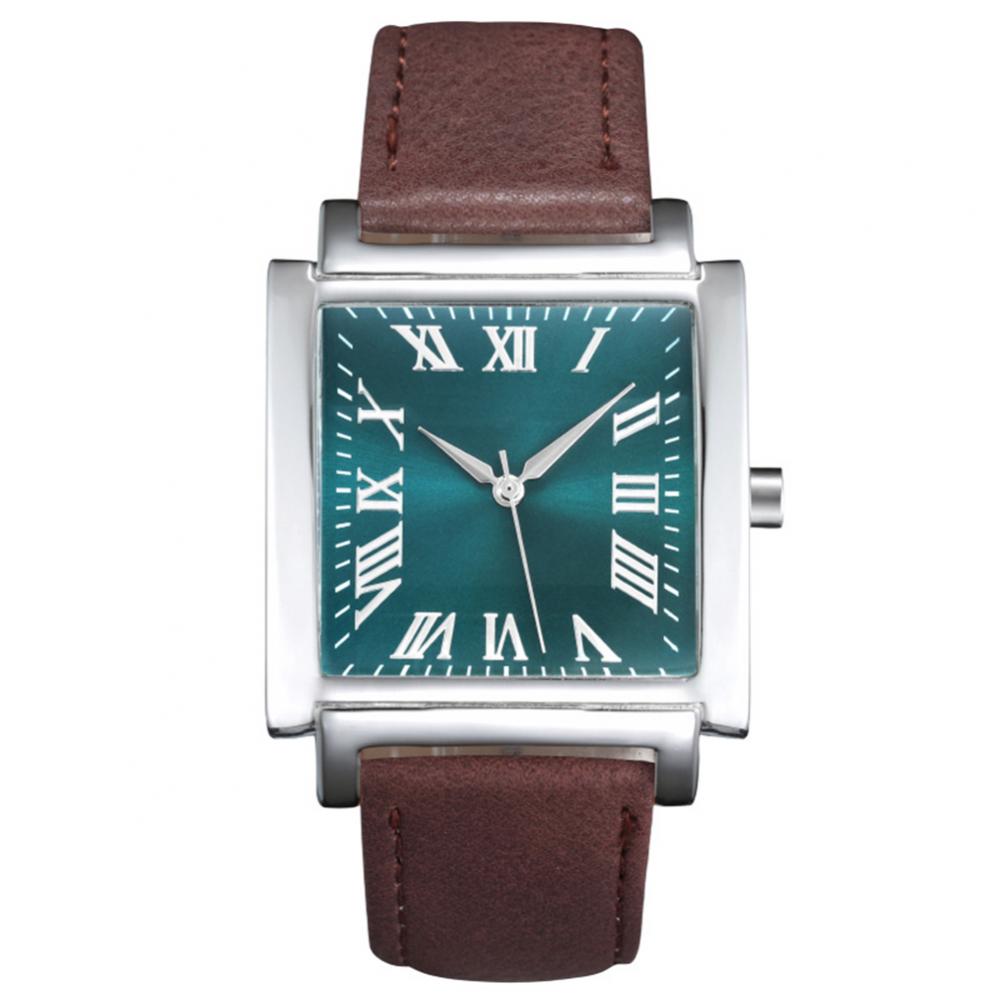 Square Dial Roman Numeral Faux Leather Strap Analog Quartz Watch