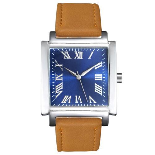 Square Dial Roman Numeral Faux Leather Strap Analog Quartz Watch