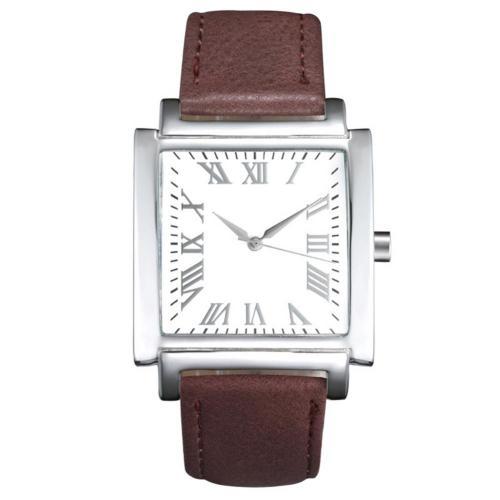 Square Dial Roman Numeral Faux Leather Strap Analog Quartz Watch