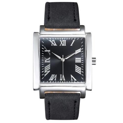 Square Dial Roman Numeral Faux Leather Strap Analog Quartz Watch