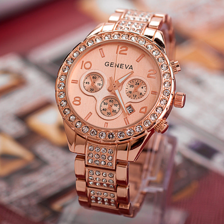 stainless steel watch for women rhinestones luxury casual quartz watch