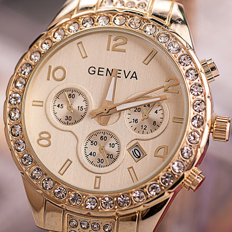 stainless steel watch for women rhinestones luxury casual quartz watch
