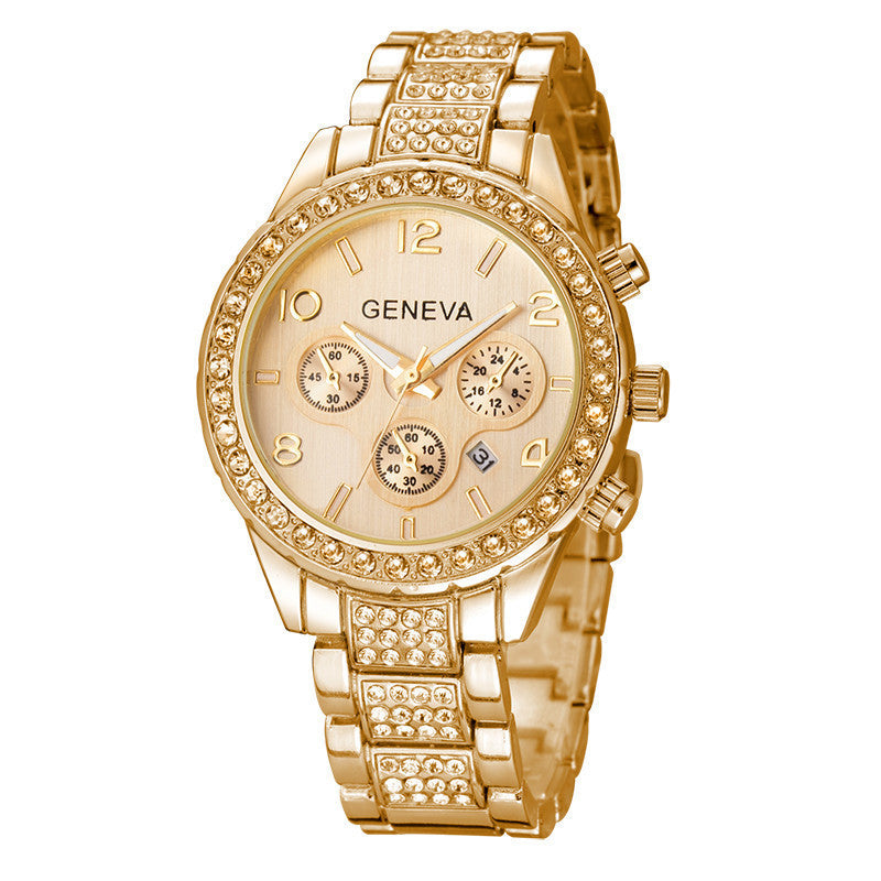 stainless steel watch for women rhinestones luxury casual quartz watch