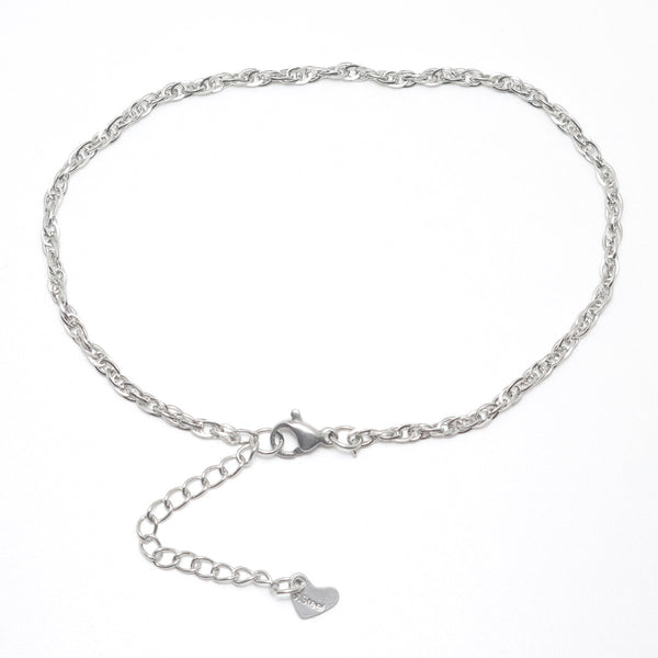 Tobillera de acero inoxidable 304 para mujer, color plateado, para playa