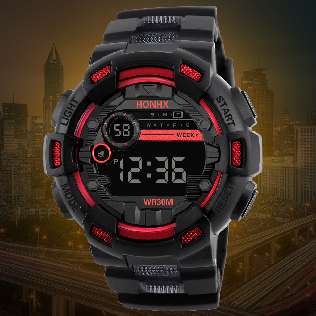 Men's Sports Digital Chronograph Waterproof Stainless Business Wristwatch