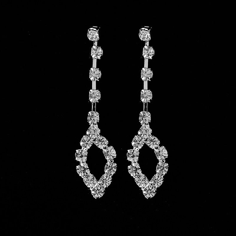 Classic Rhinestone Necklace Earring Bracelet  Wedding Gift Set