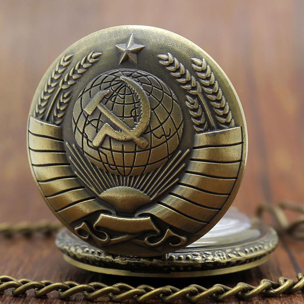 Vintage USSR Soviet Badges Sickle Hammer Pocket Watch