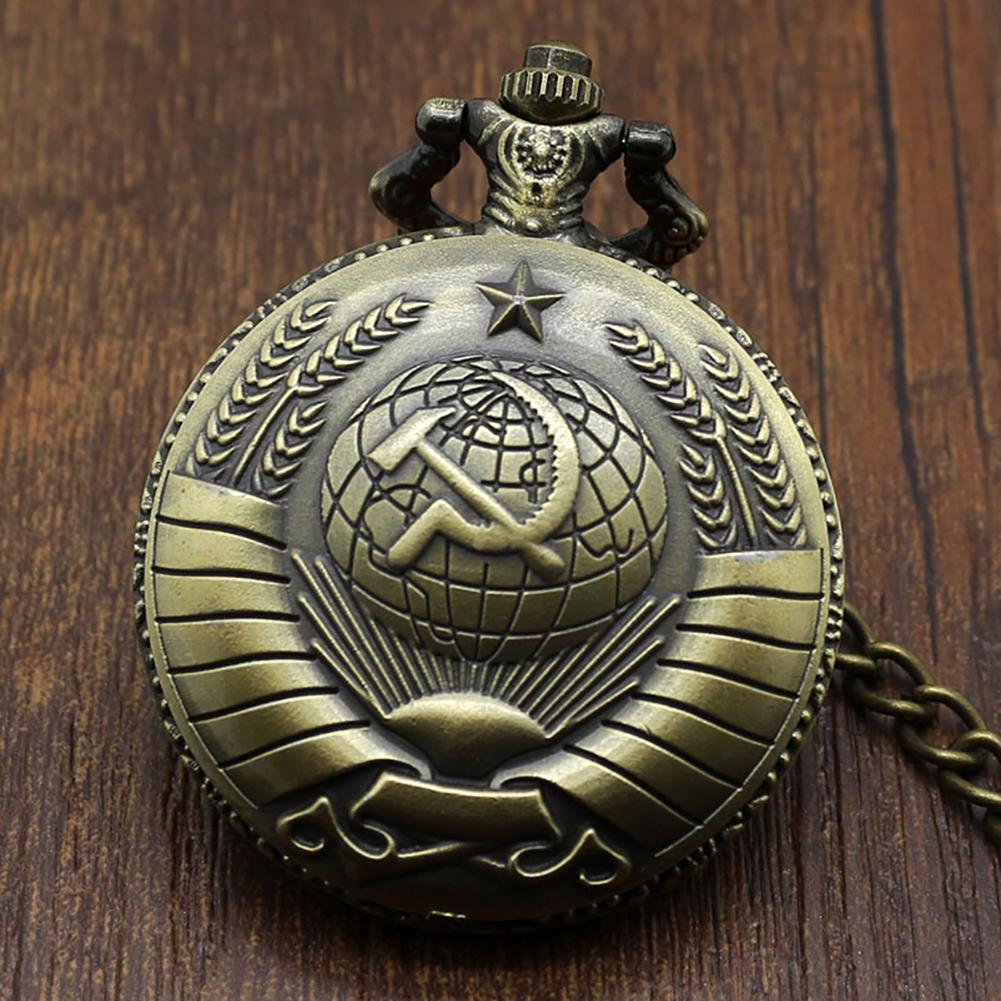 Vintage USSR Soviet Badges Sickle Hammer Pocket Watch