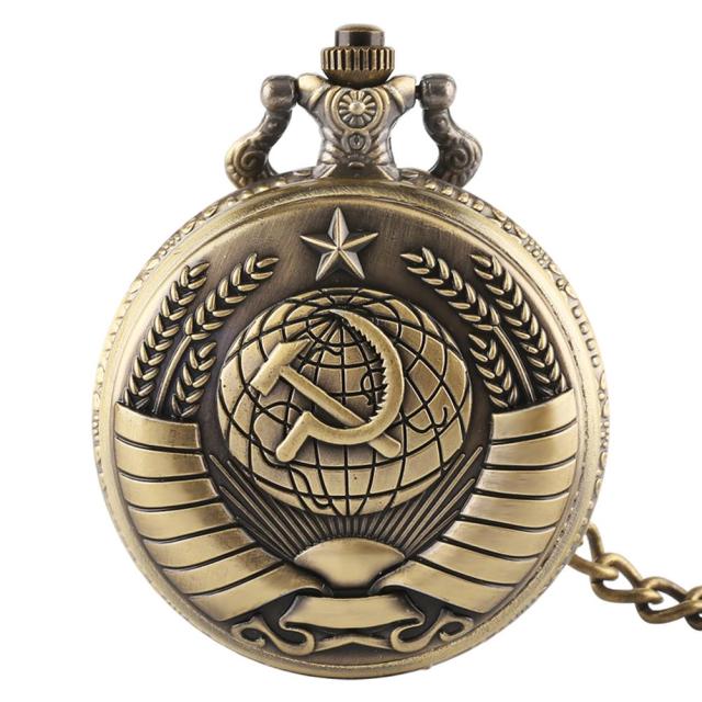 Vintage USSR Soviet Badges Sickle Hammer Pocket Watch