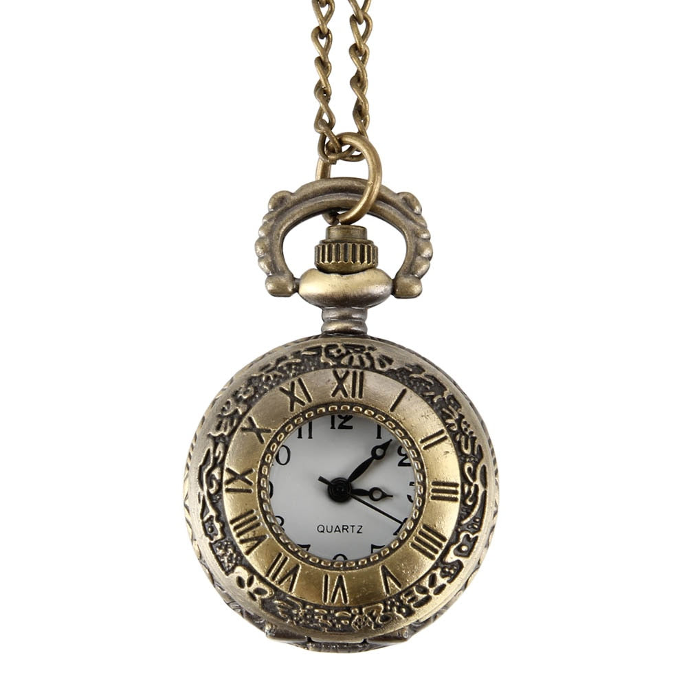Vintage Pocket Watch Alloy Roman Number Dual Time Display Clock