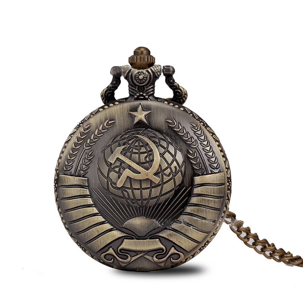 Vintage Pocket Watch Alloy Roman Number Dual Time Display Clock