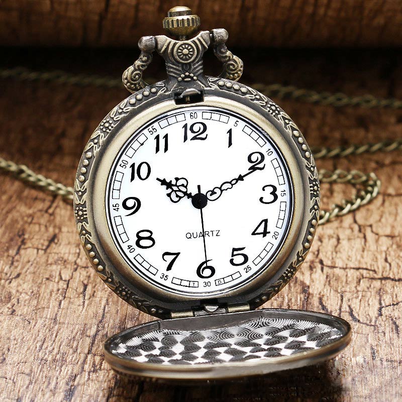Vintage Pocket Watch Alloy Roman Number Dual Time Display Clock