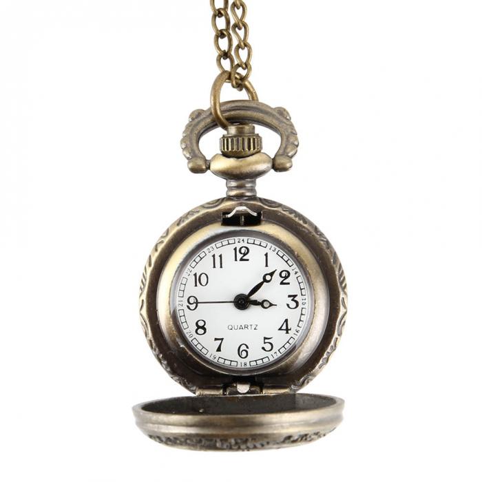Vintage Pocket Watch Alloy Roman Number Dual Time Display Clock