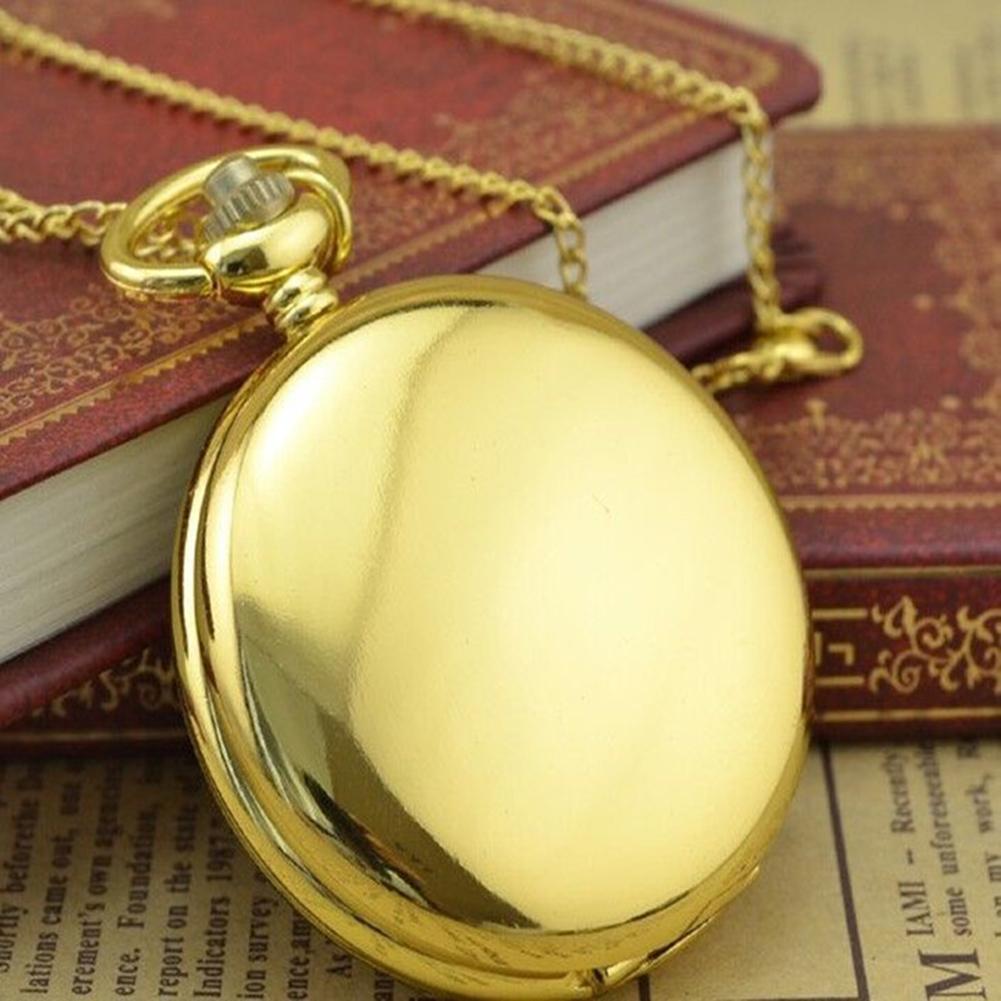 Smooth Round Dial Arabic Numbers Analog Quartz Chain Pocket Watch