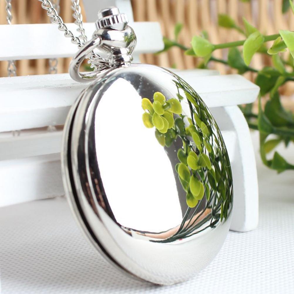 Smooth Round Dial Arabic Numbers Analog Quartz Chain Pocket Watch