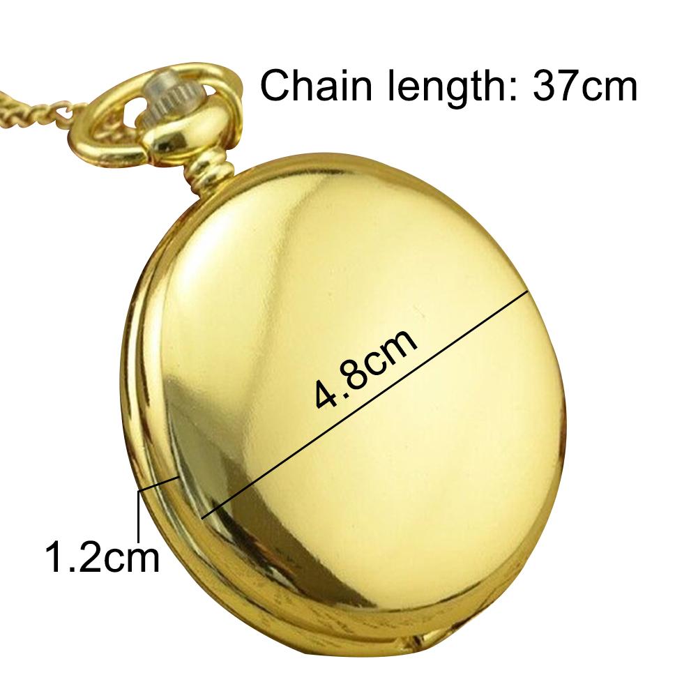Smooth Round Dial Arabic Numbers Analog Quartz Chain Pocket Watch