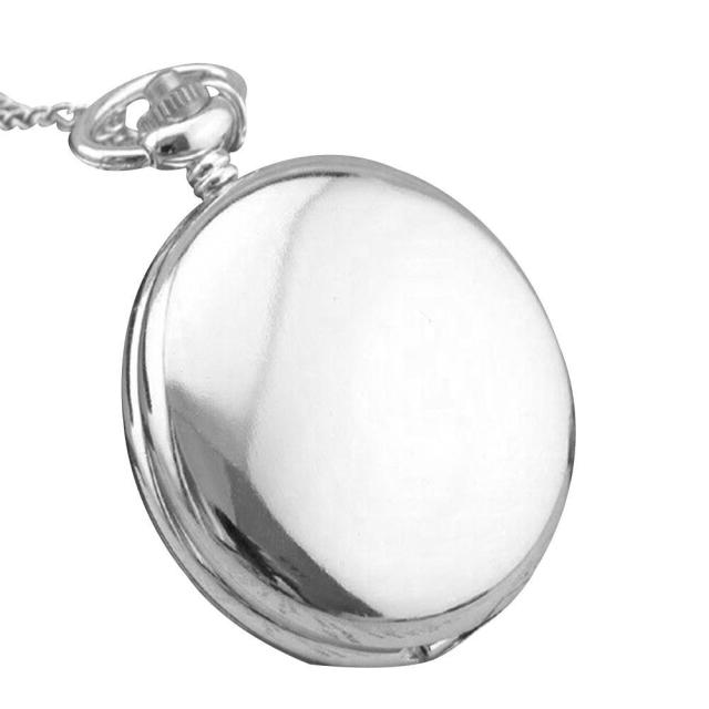Smooth Round Dial Arabic Numbers Analog Quartz Chain Pocket Watch