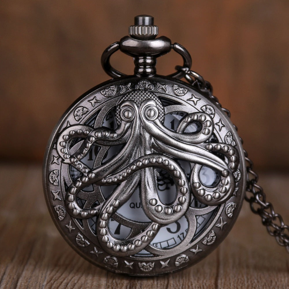 Hollow Half Hunter Quartz Pocket Watch