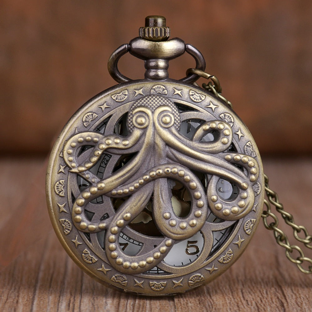 Hollow Half Hunter Quartz Pocket Watch