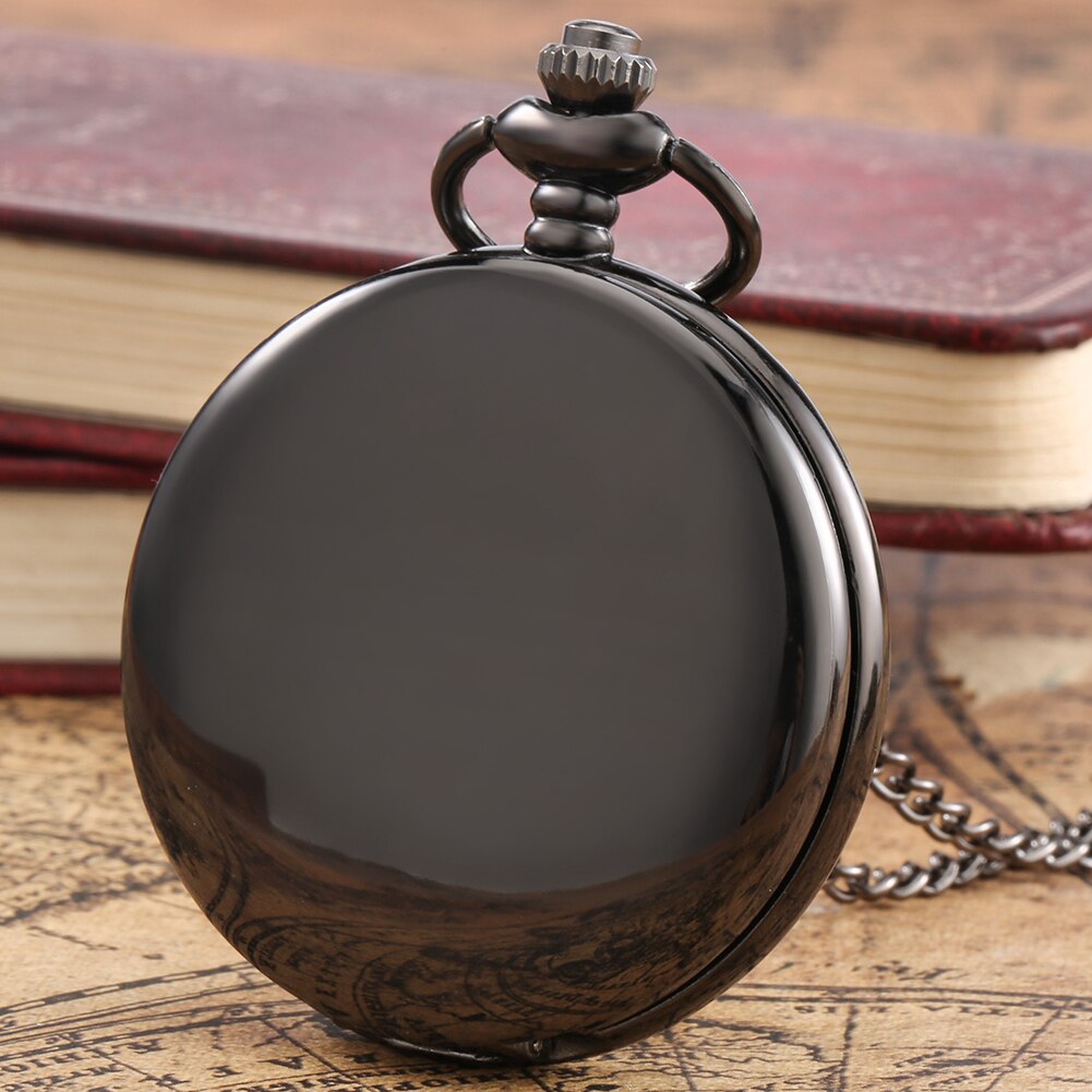 Smooth Silver Cover Men Pocket Watch Numbers for Dial Elegant Pocket Watch