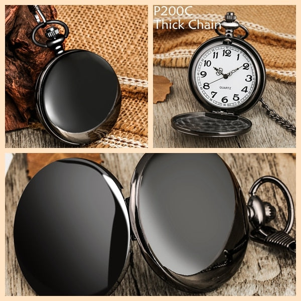 Smooth Silver Cover Men Pocket Watch Numbers for Dial Elegant Pocket Watch
