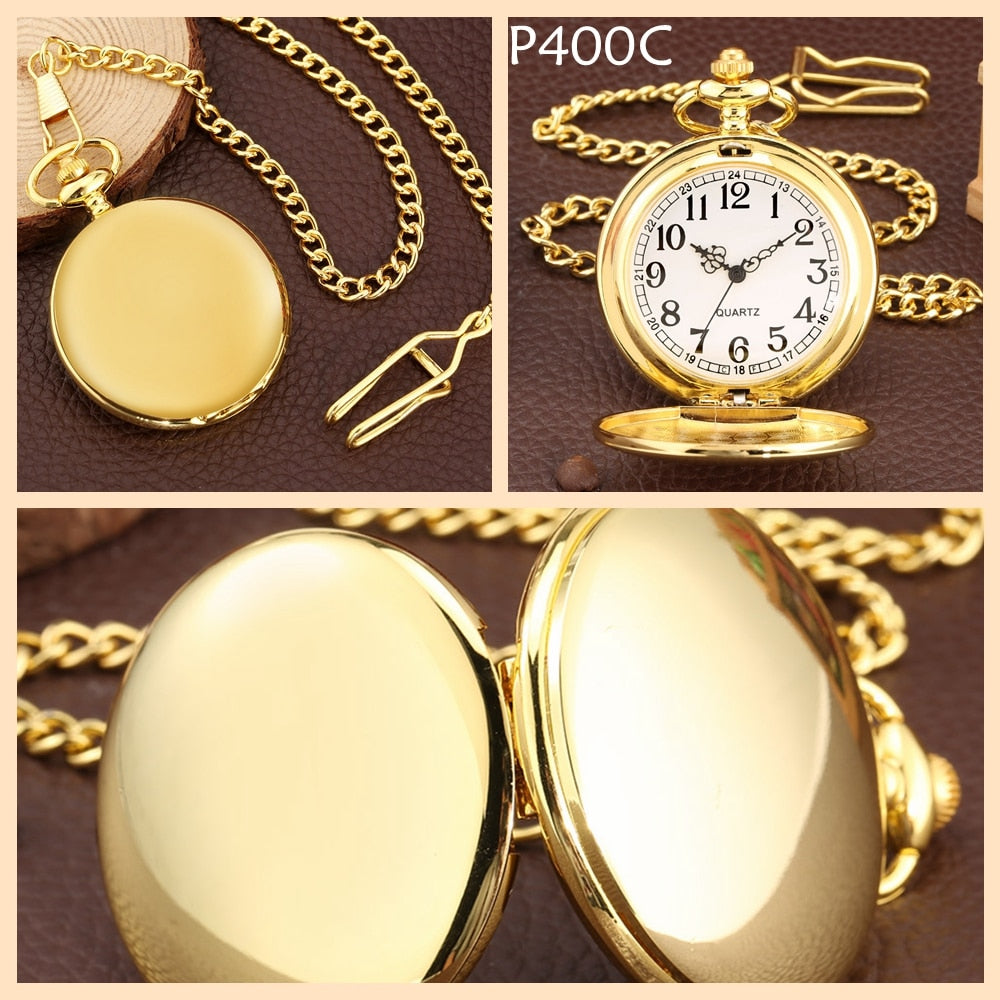 Smooth Silver Cover Men Pocket Watch Numbers for Dial Elegant Pocket Watch